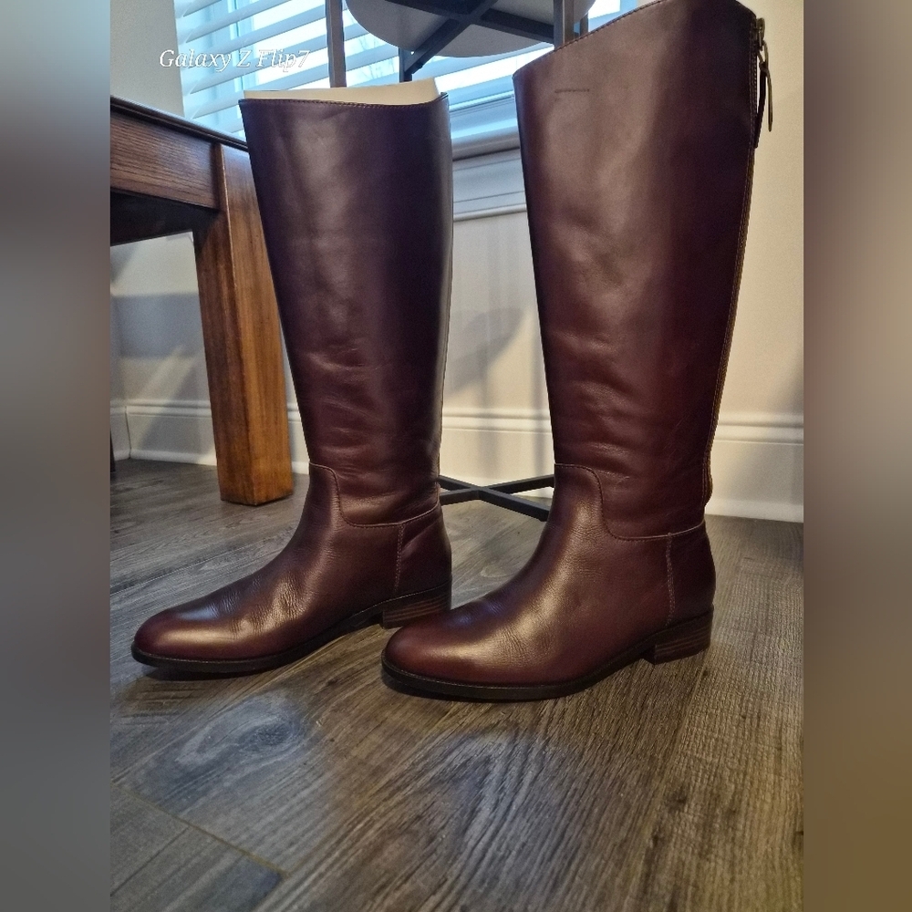 Cole Haan Grand.OS Leather Riding Boots - Burgundy - Size 7.5B - Picture 3 of 5